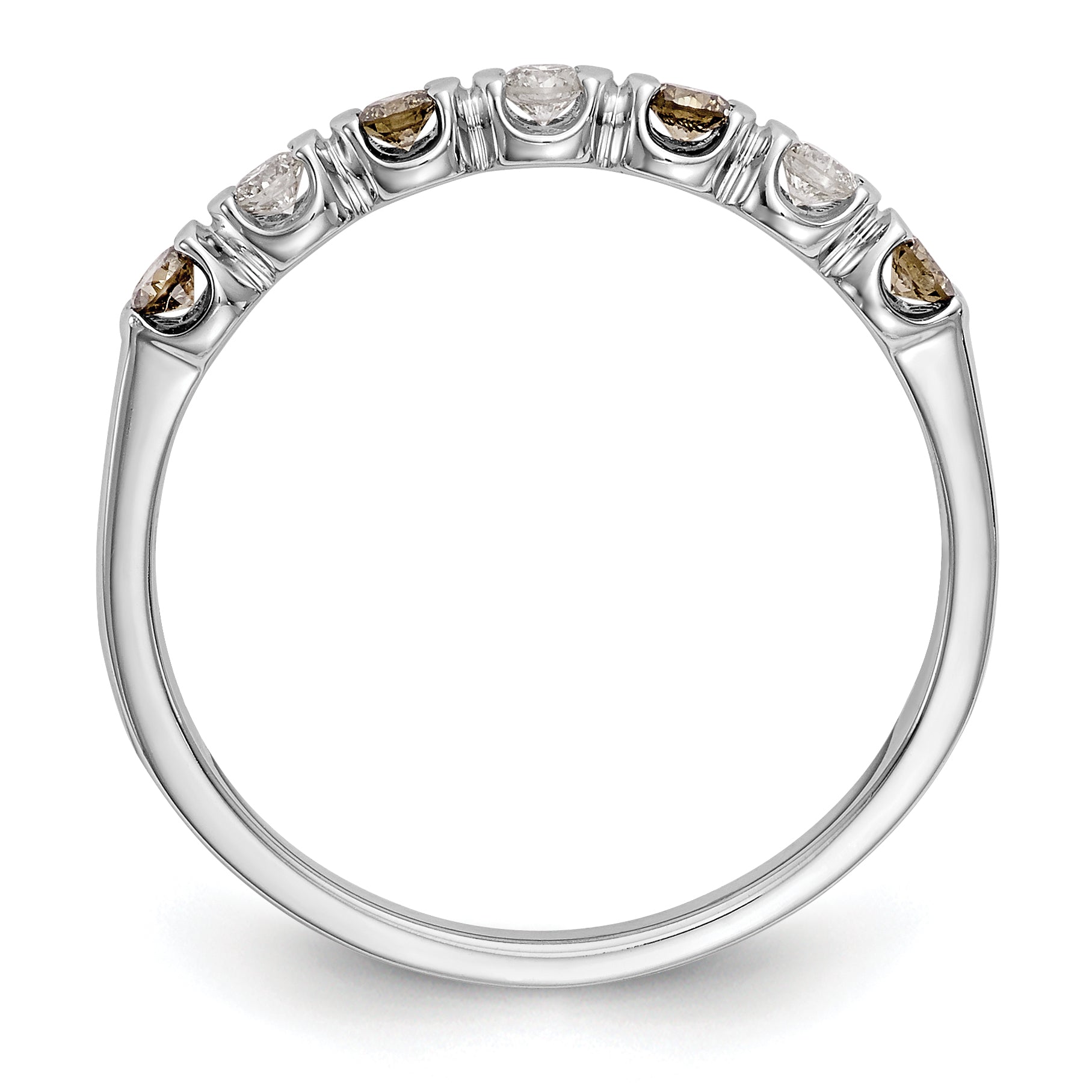 14k White Gold Champagne & White Diamond Band