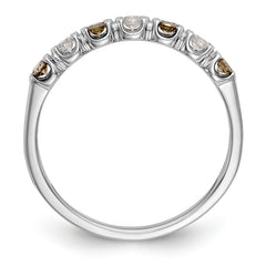 14K White Gold Champagne & White Diamond Band - 7