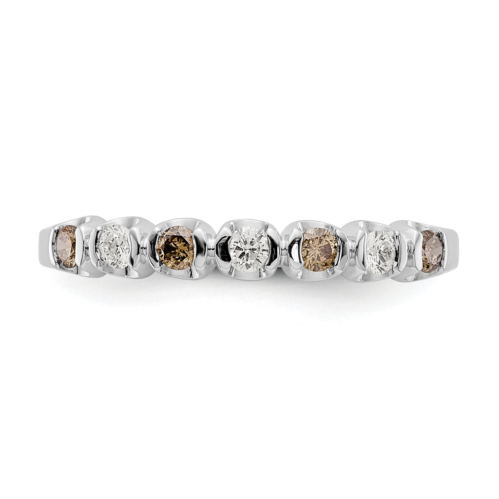 14k White Gold Champagne & White Diamond Band