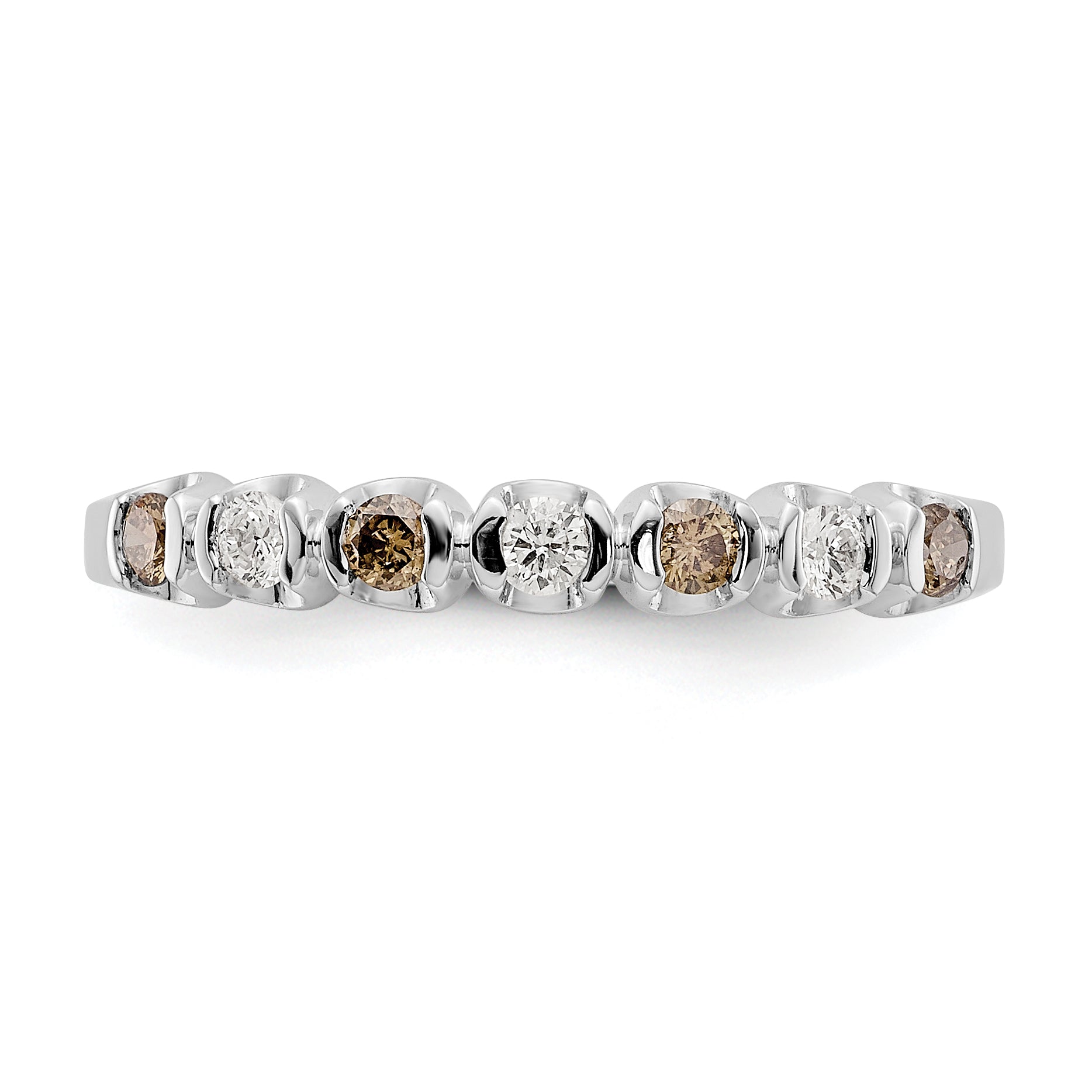 14k White Gold Champagne & White Diamond Band