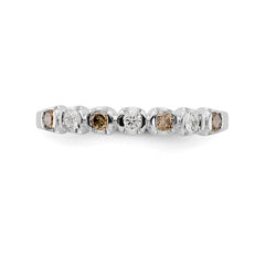 14K White Gold Champagne & White Diamond Band - 7