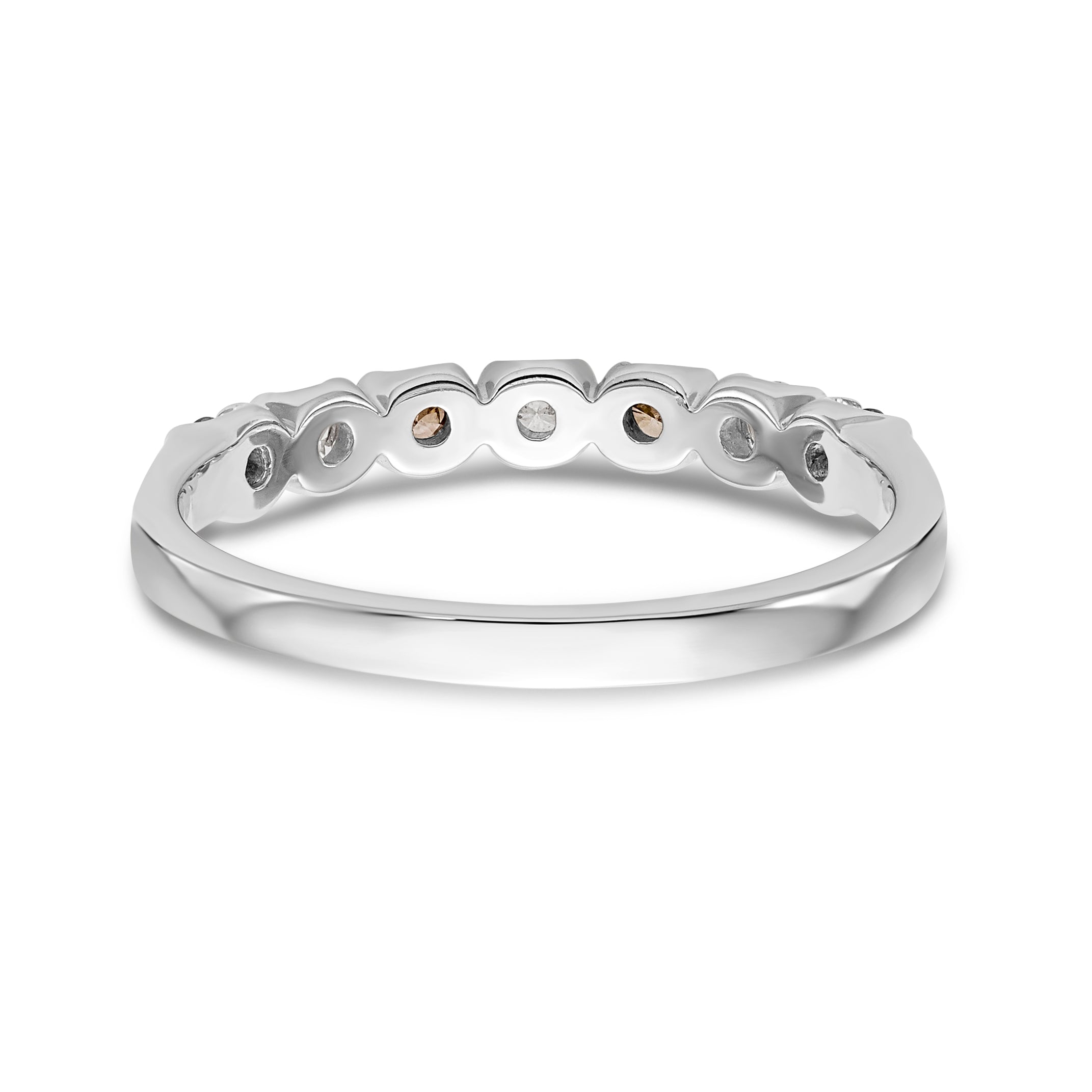 14K White Gold Champagne & White Diamond Band - 7