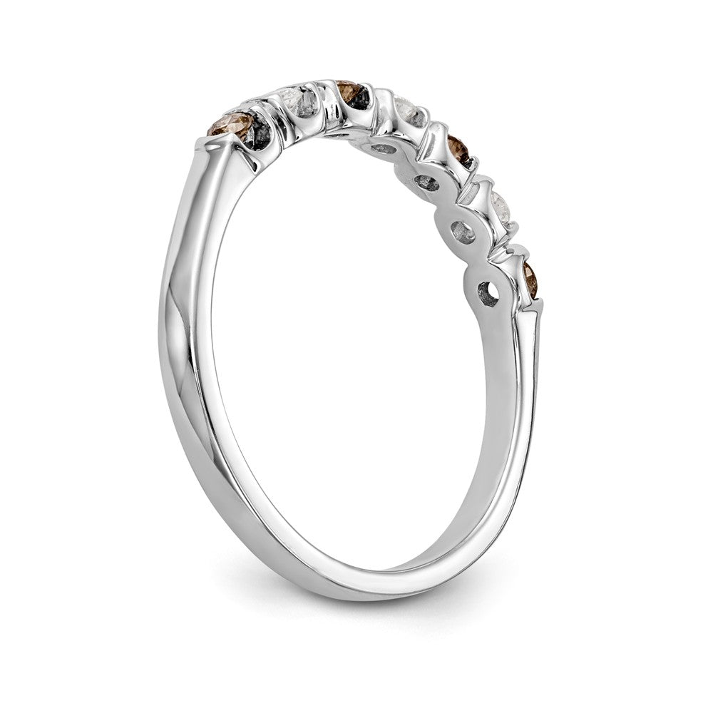 14K White Gold Champagne & White Diamond Band - 7