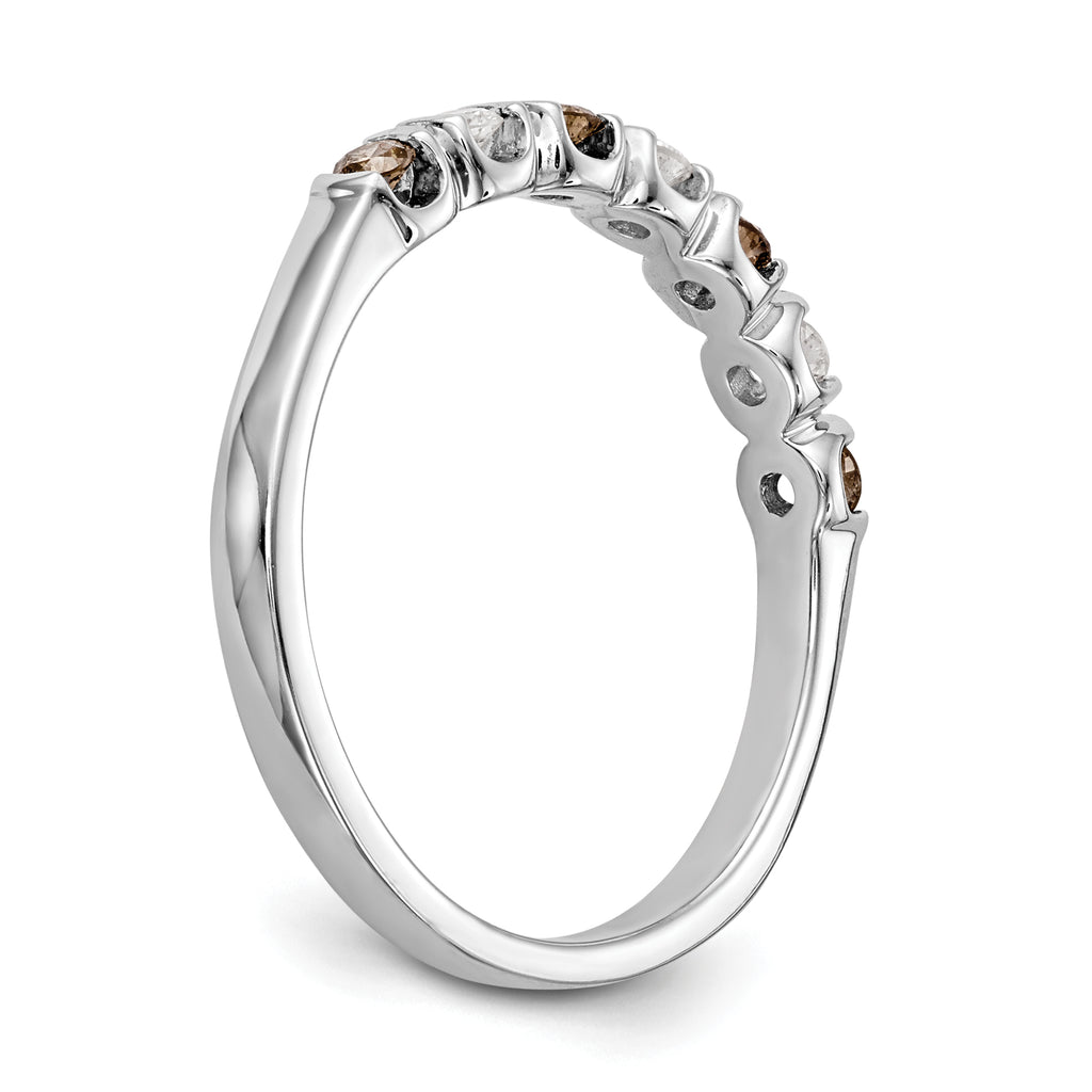 14k White Gold Champagne & White Diamond Band