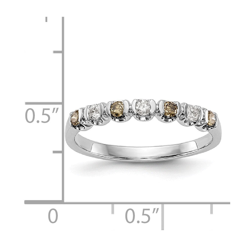 14K White Gold Champagne & White Diamond Band