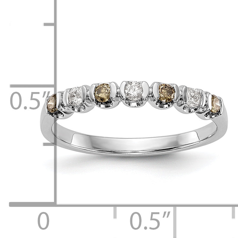 14k White Gold Champagne & White Diamond Band