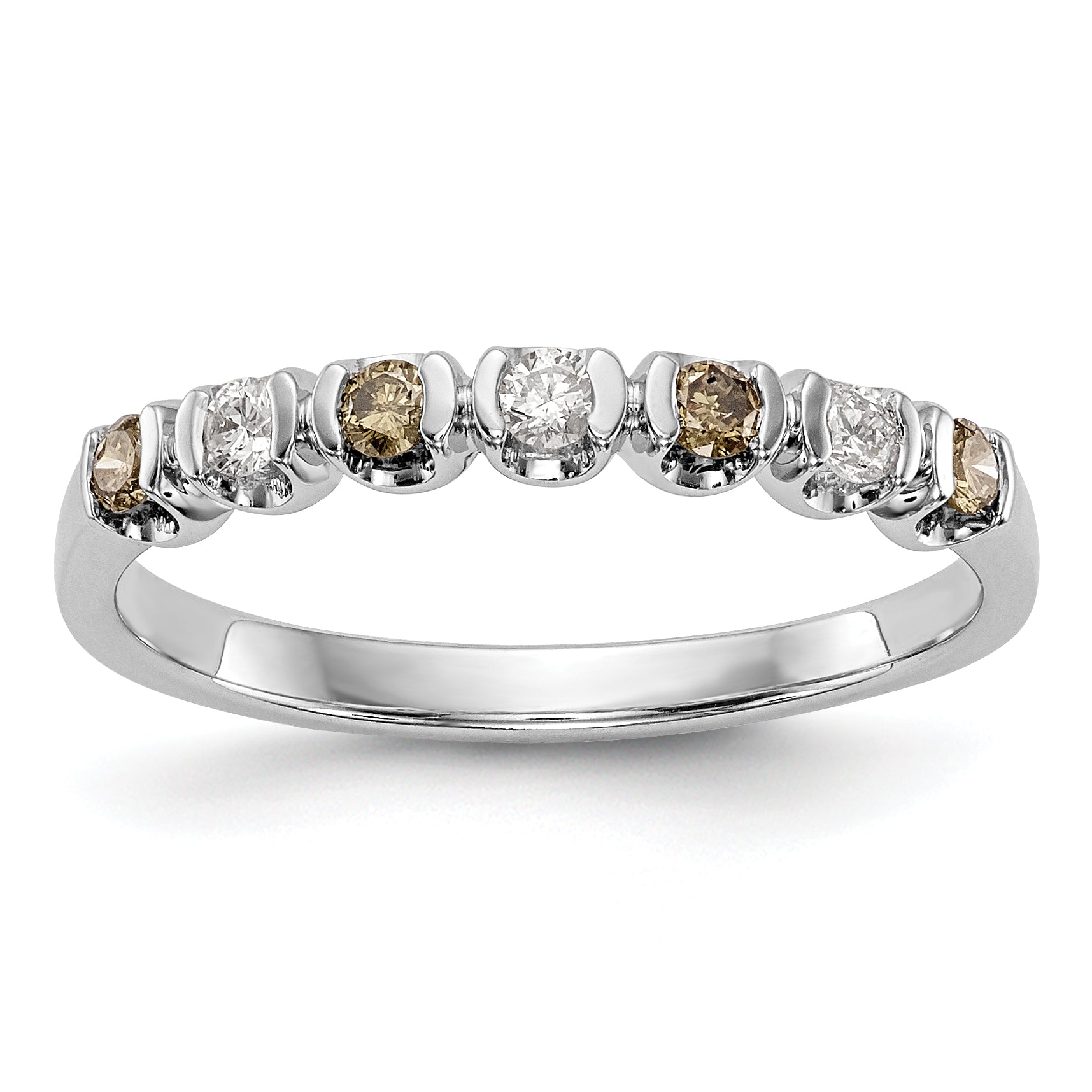14k White Gold Champagne & White Diamond Band