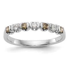 14K White Gold Champagne & White Diamond Band - 7