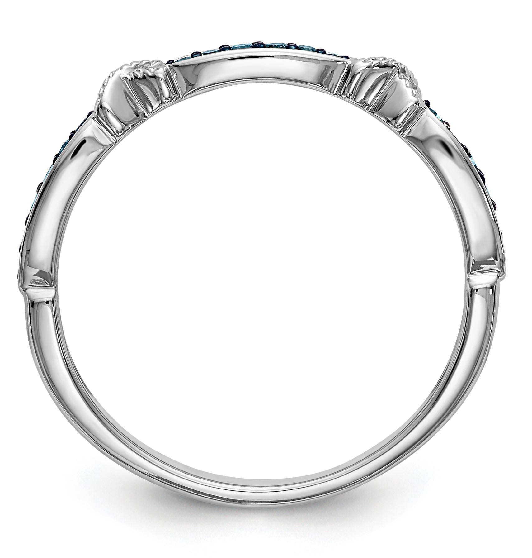 14K White Gold Blue Diamond Band - 7