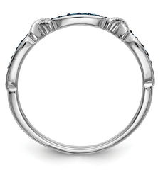 14K White Gold Blue Diamond Band - 7