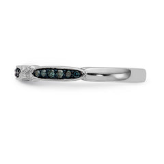 14K White Gold Blue Diamond Band - 7