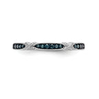 14k White Gold X-Design 1/10 carat Blue Diamond Complete Band