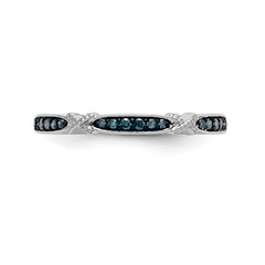 14K White Gold Blue Diamond Band - 7