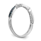 14k White Gold X-Design 1/10 carat Blue Diamond Complete Band