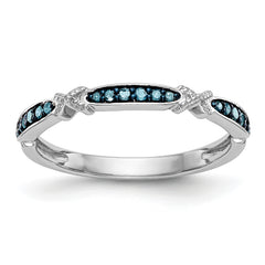 14K White Gold Blue Diamond Band - 7