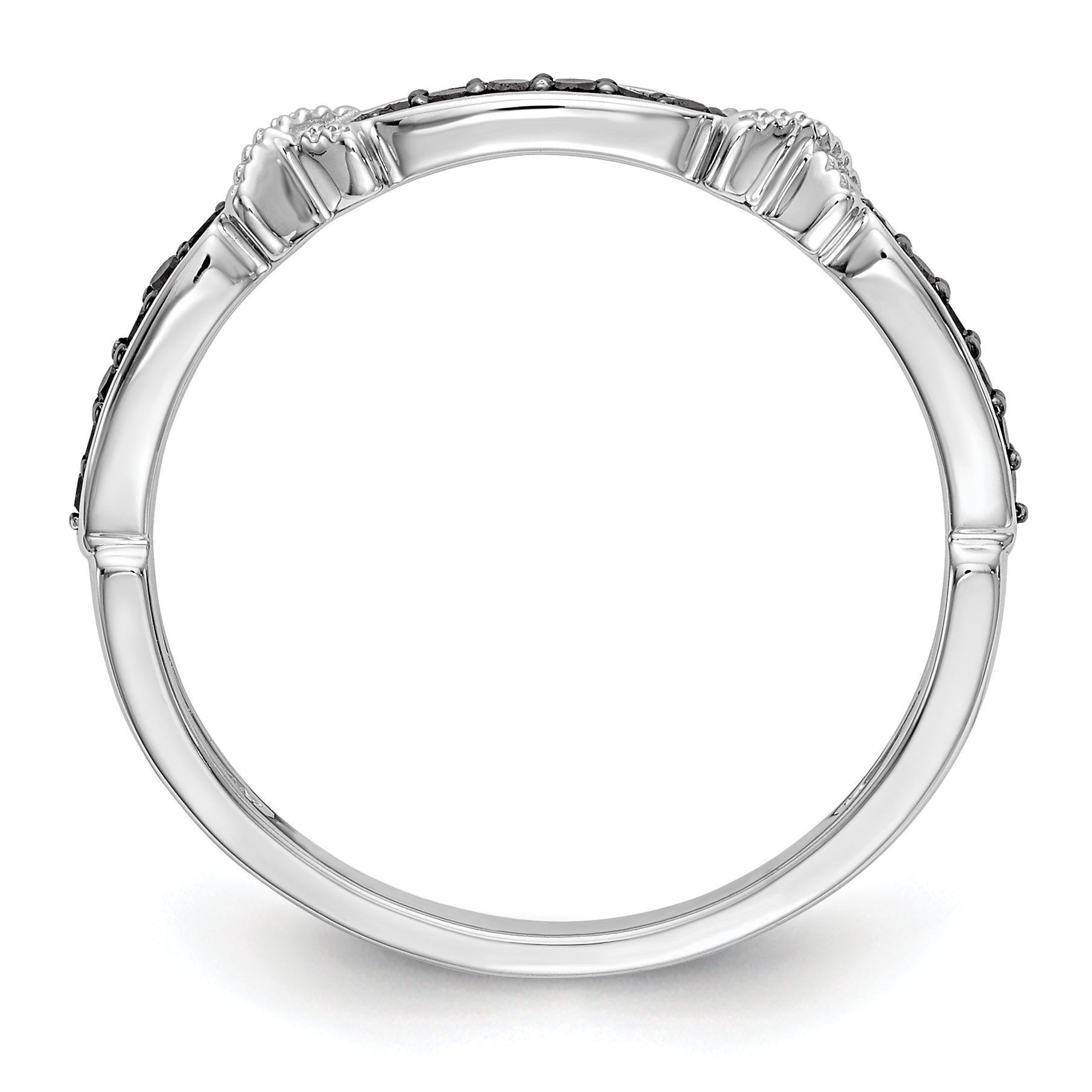 14K White Gold Black Diamond Band - 7