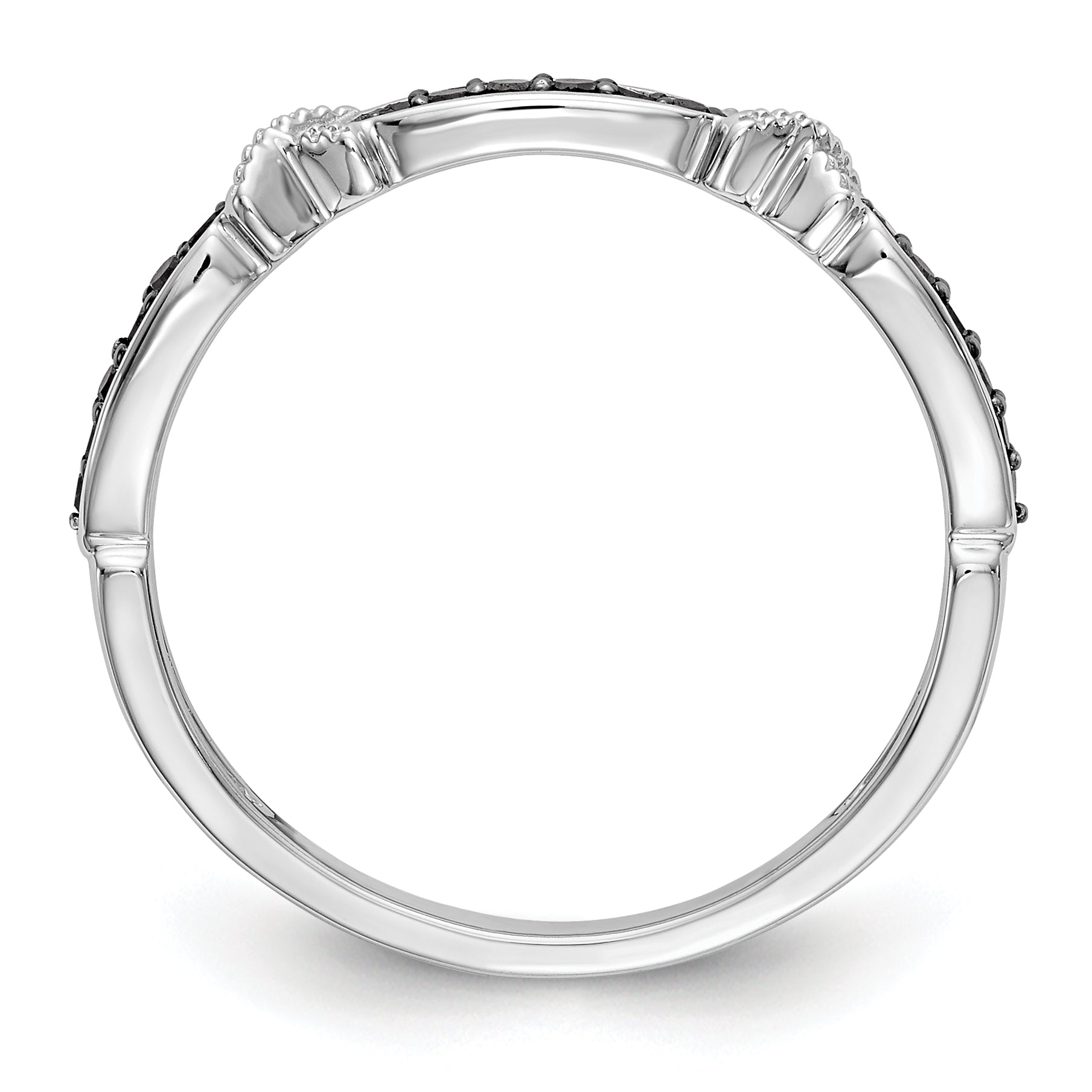 14k White Gold X-Design 1/10 carat Black Diamond Complete Band Secondary image