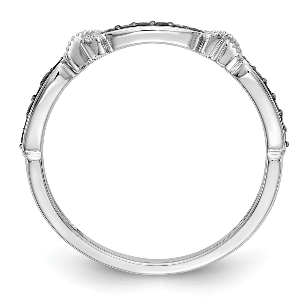 14k White Gold X-Design 1/10 carat Black Diamond Complete Band