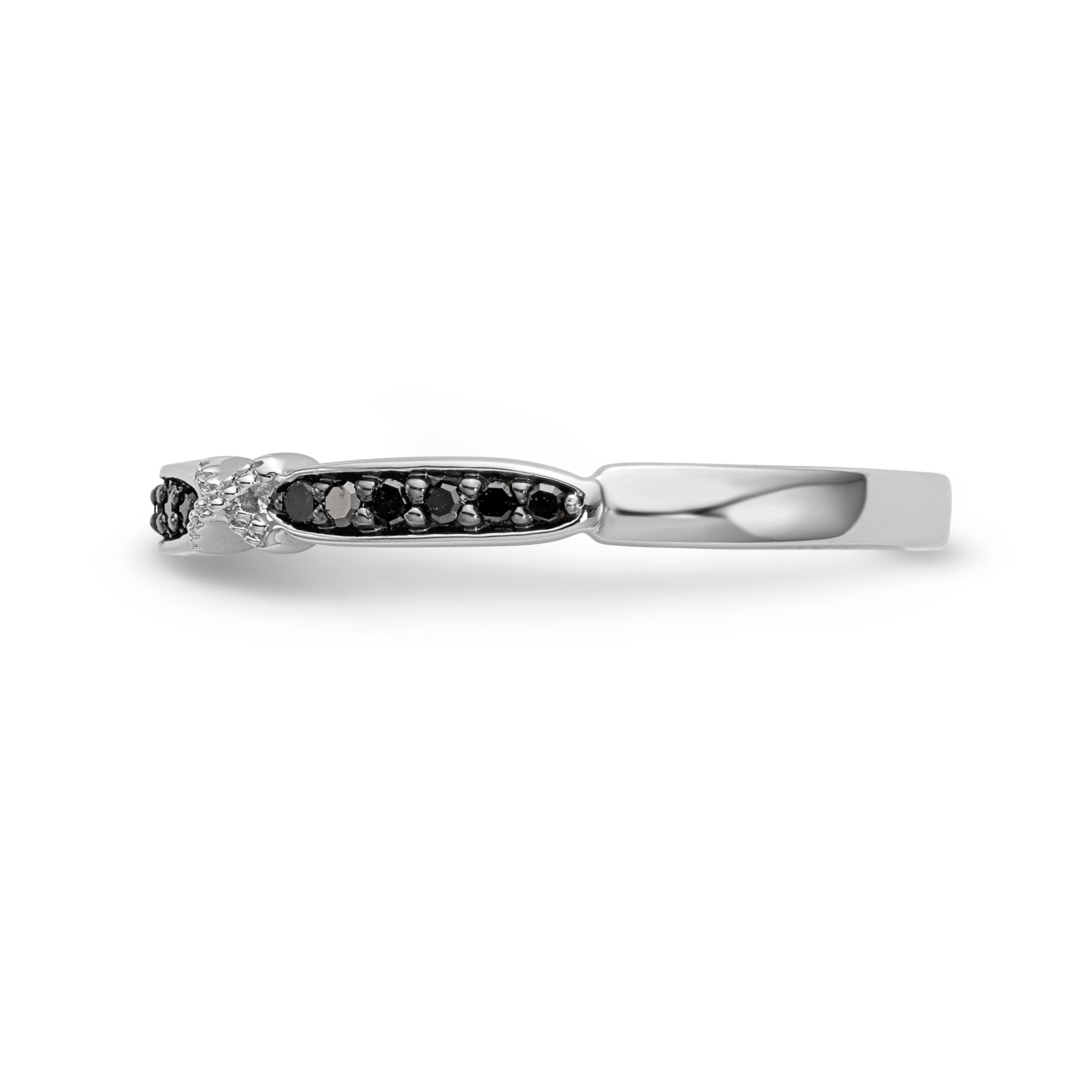 14K White Gold Black Diamond Band - 7