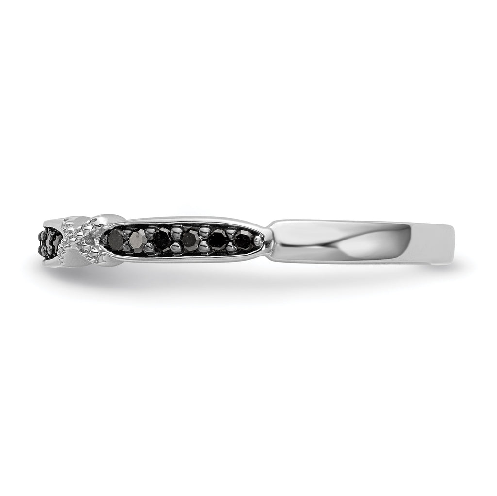 14k White Gold X-Design 1/10 carat Black Diamond Complete Band