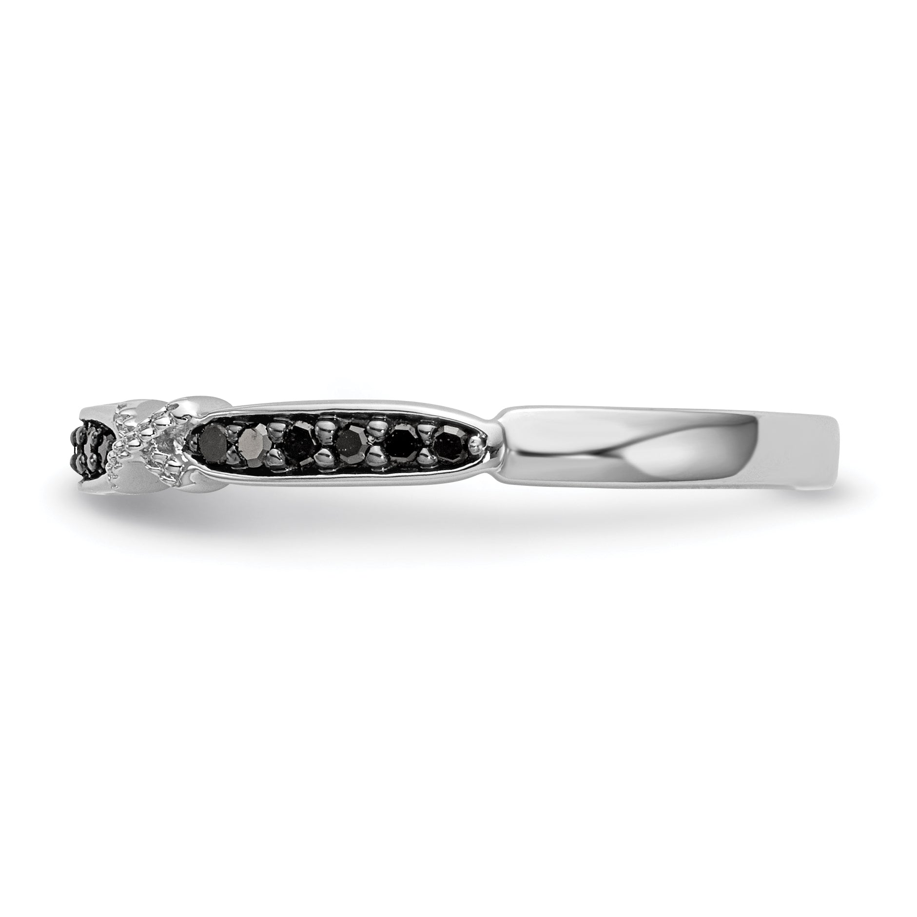 14k White Gold X-Design 1/10 carat Black Diamond Complete Band