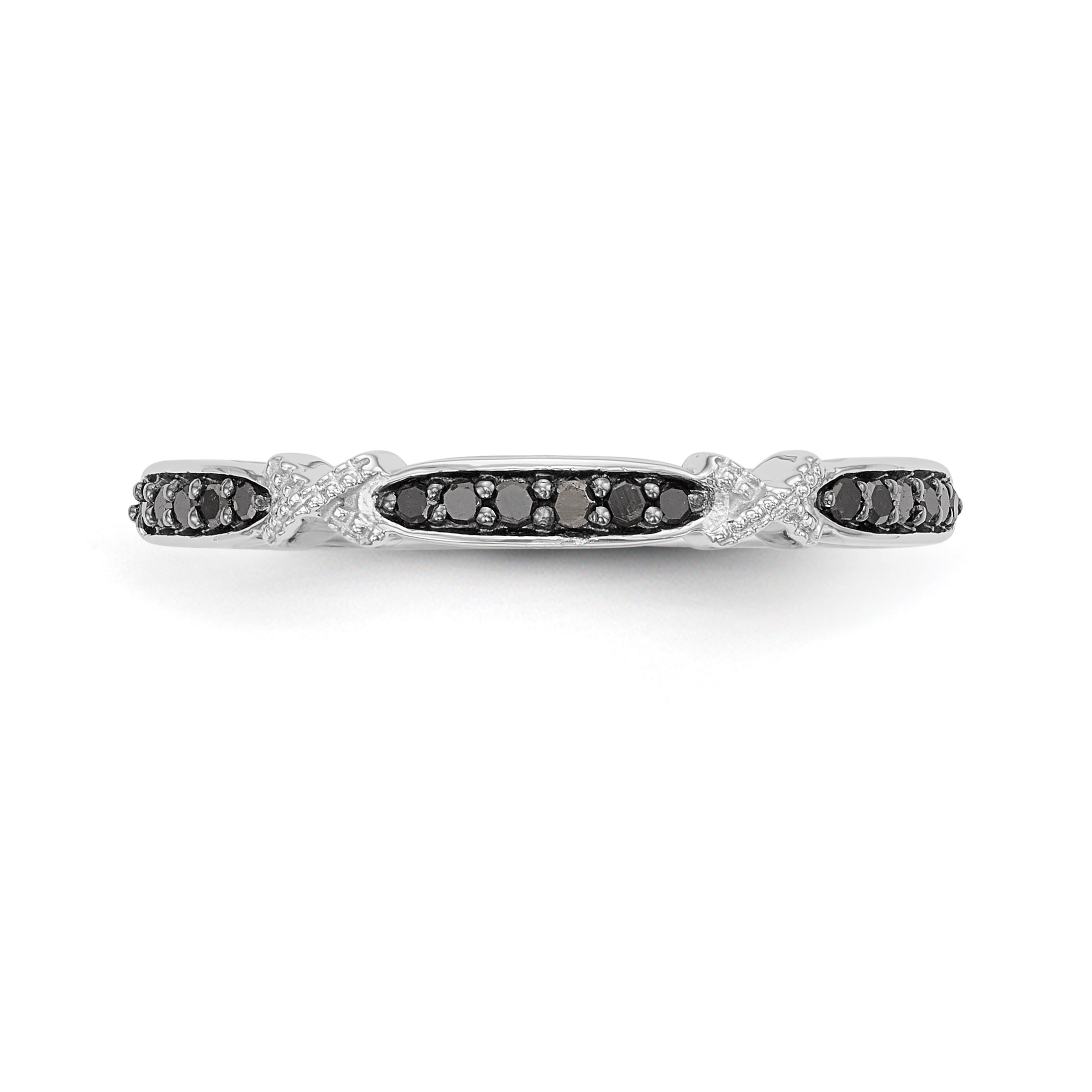 14K White Gold Black Diamond Band - 7