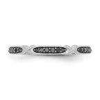 14k White Gold X-Design 1/10 carat Black Diamond Complete Band