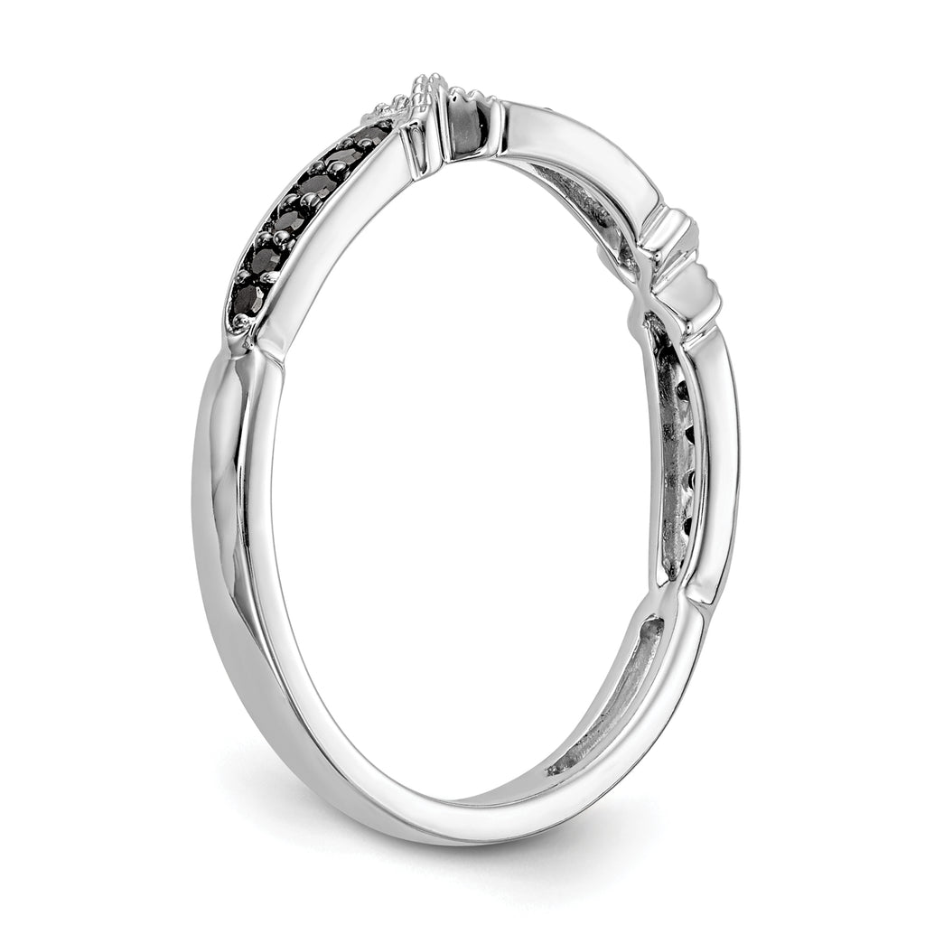 14k White Gold X-Design 1/10 carat Black Diamond Complete Band
