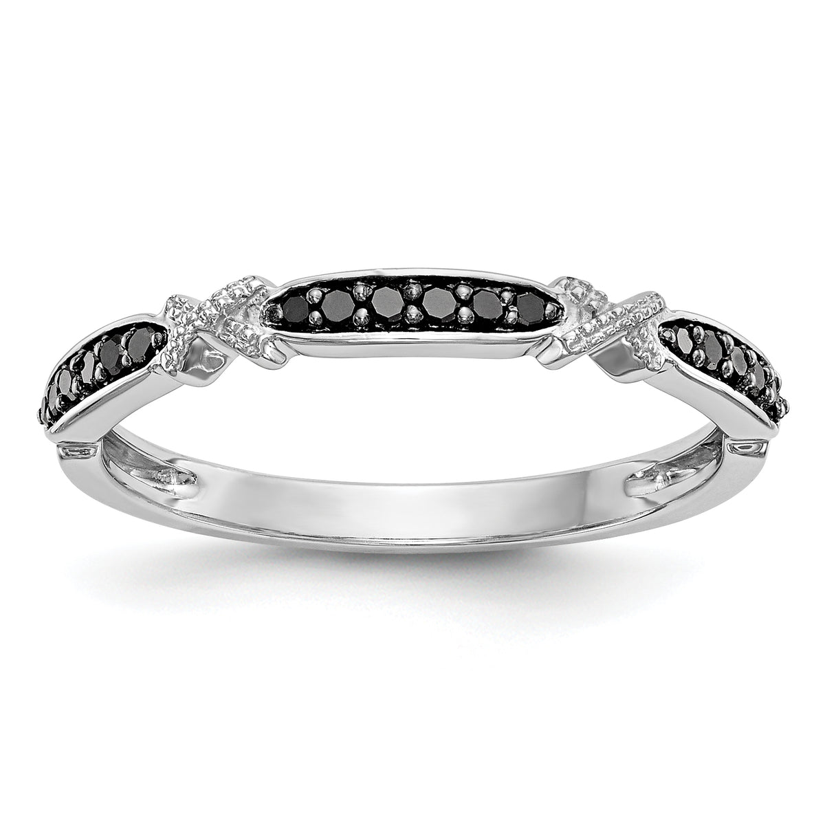 14K White Gold Black Diamond Band - 7