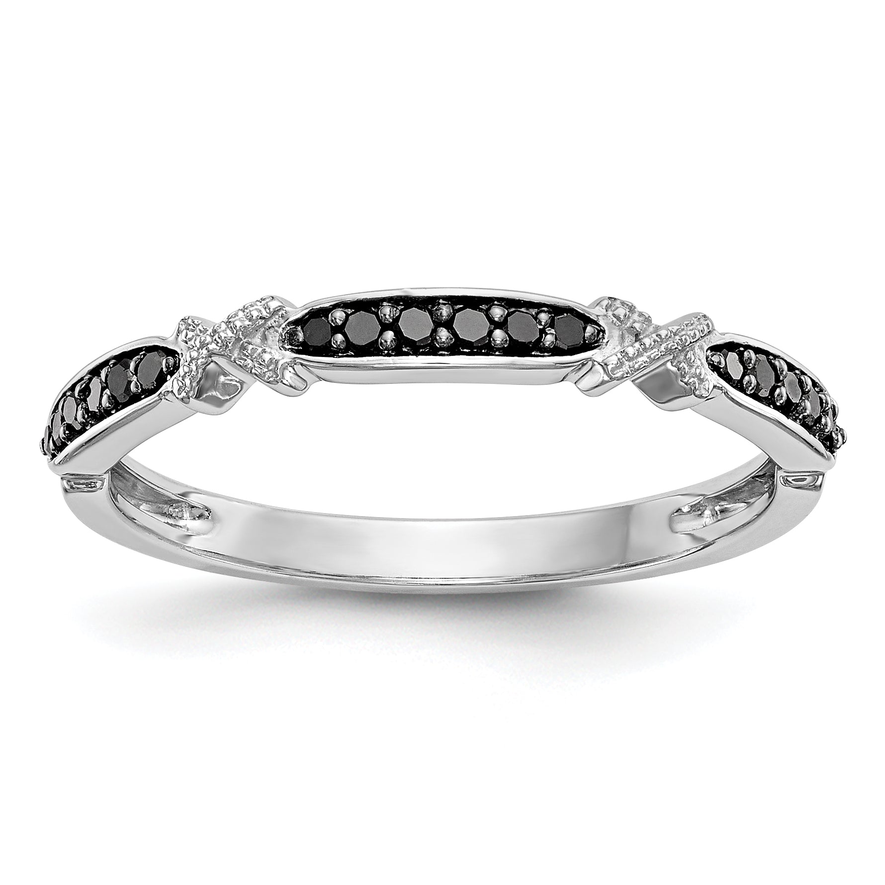 14K White Gold Black Diamond Band - 7