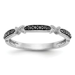 14K White Gold Black Diamond Band - 7