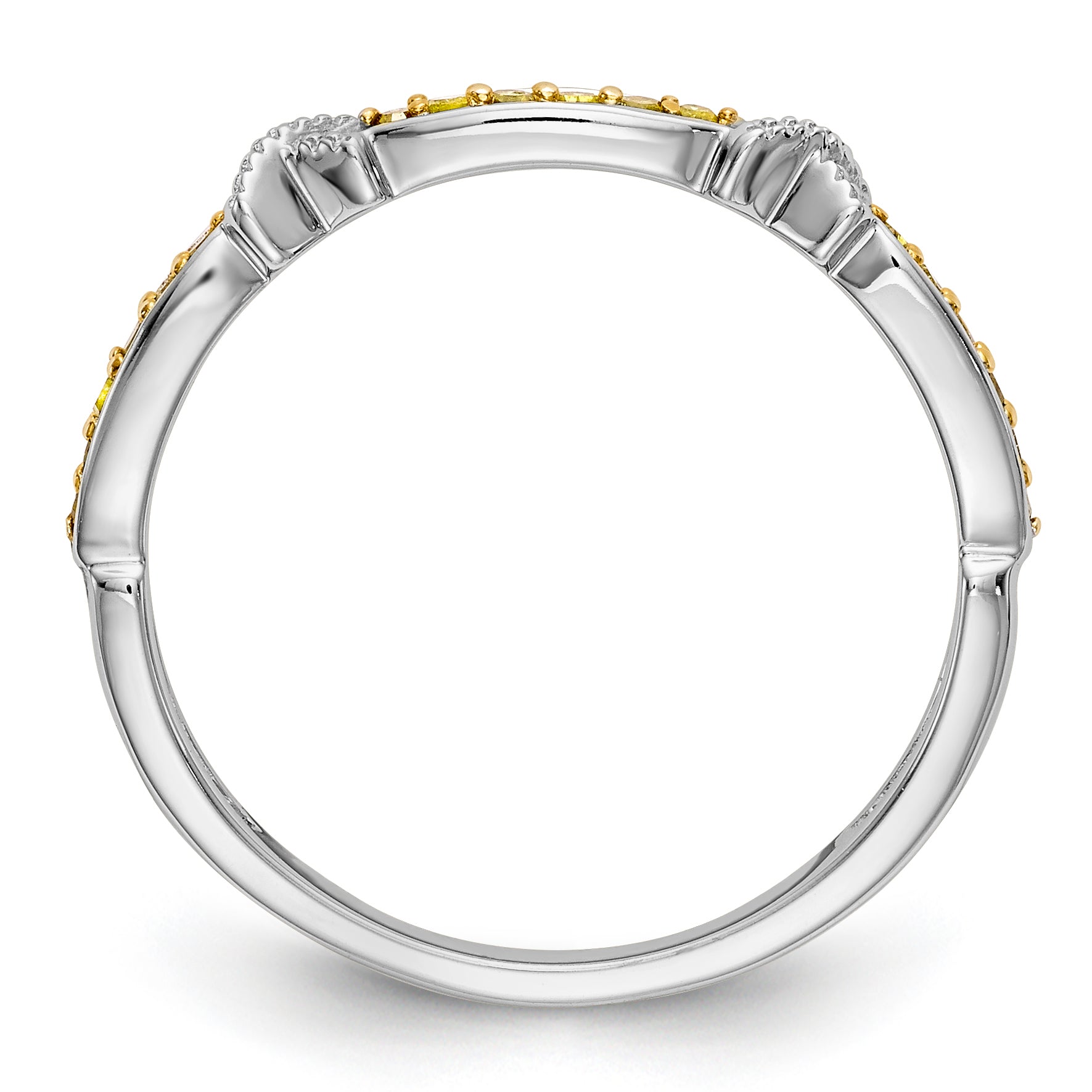 14K White Gold Yellow Diamond Band - 7