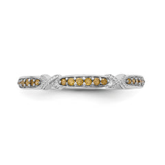 14K White Gold Yellow Diamond Band - 7