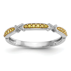 14K White Gold Yellow Diamond Band - 7