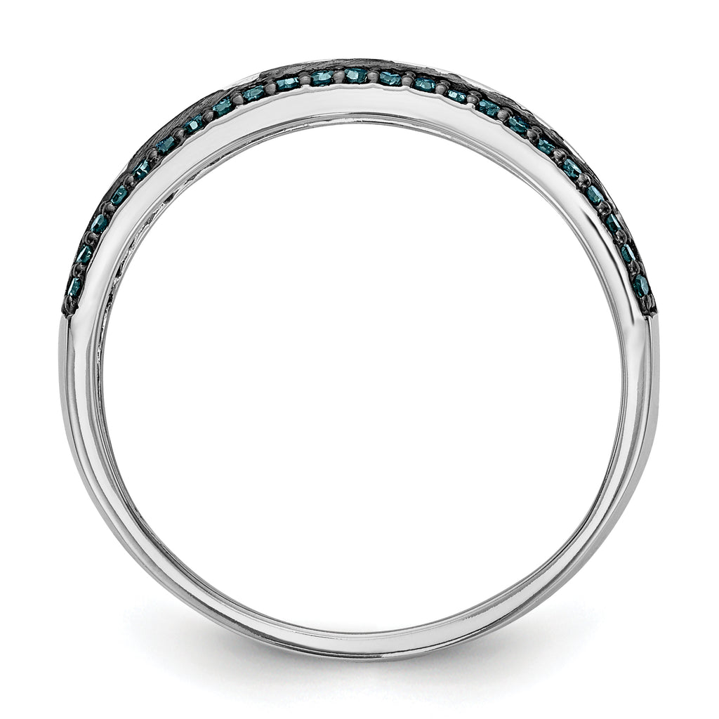14k White Gold 3/4 carat Blue and White Diamond Complete Channel Band