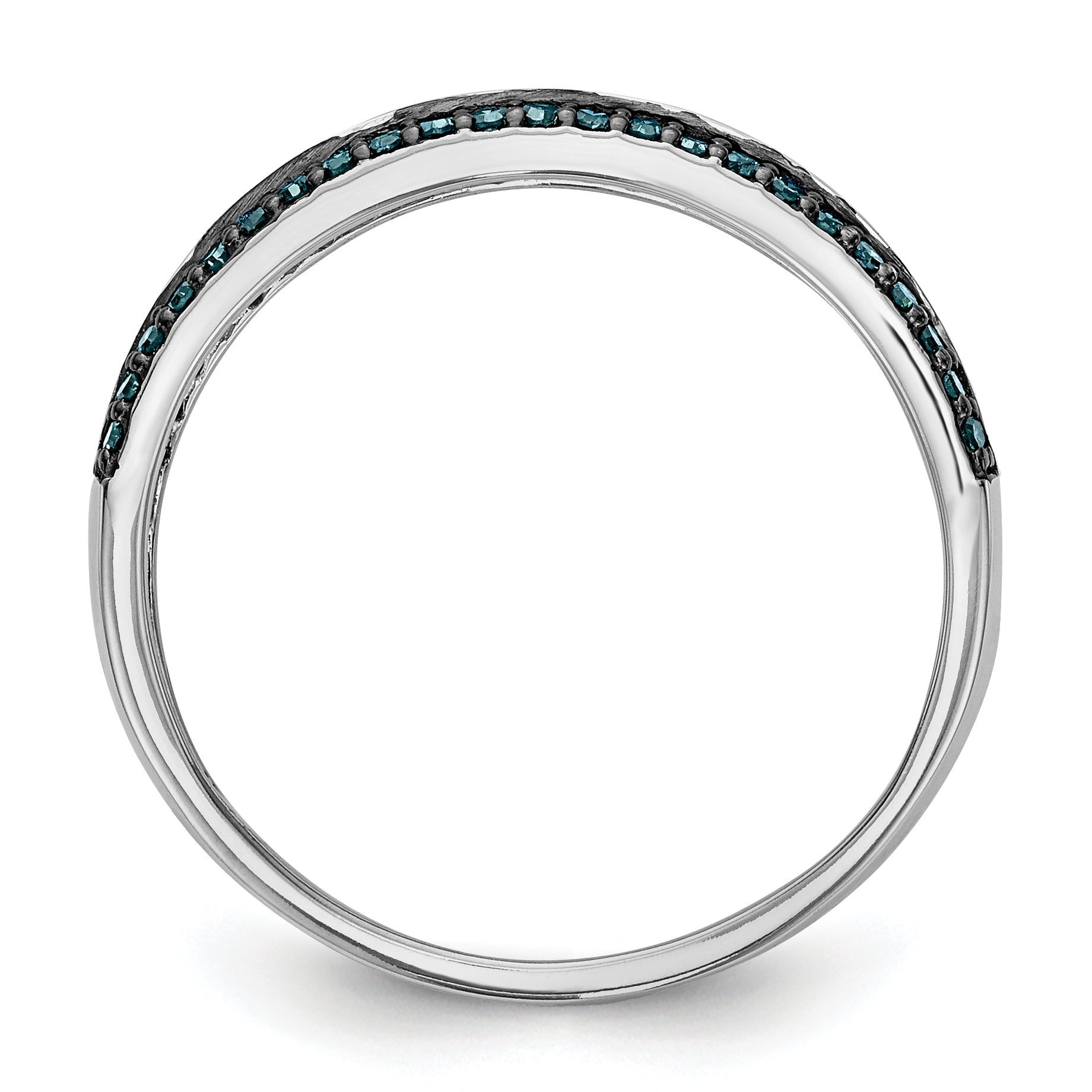 14k White Gold 3/4 carat Blue and White Diamond Complete Channel Band