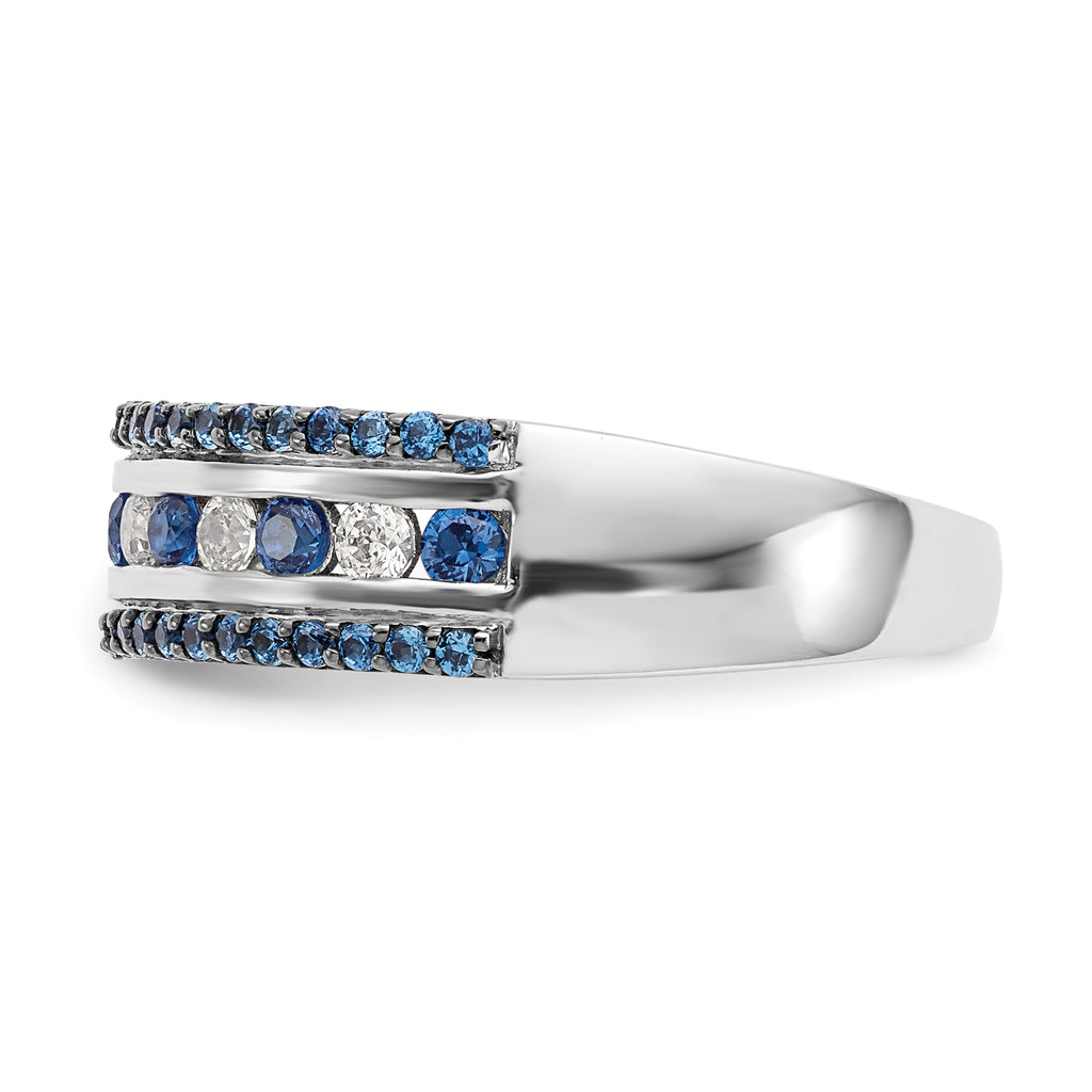 14k White Gold 3/4 carat Blue and White Diamond Complete Channel Band