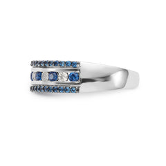 14K White Gold Blue & White Diamond Band - 7