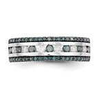 14k White Gold 3/4 carat Blue and White Diamond Complete Channel Band