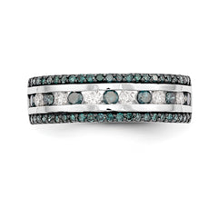 14K White Gold Blue & White Diamond Band - 7