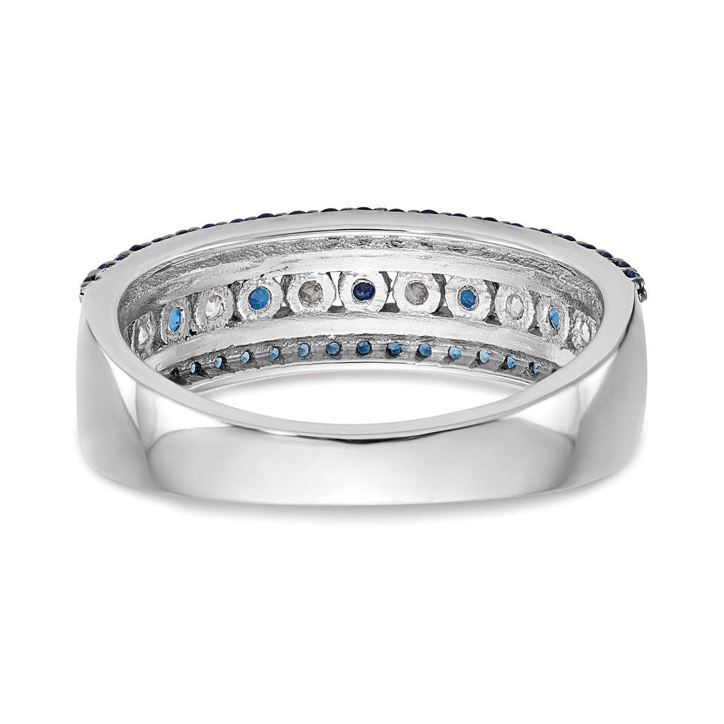 14k White Gold 3/4 carat Blue and White Diamond Complete Channel Band