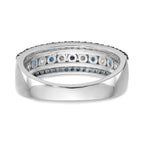 14k White Gold 3/4 carat Blue and White Diamond Complete Channel Band