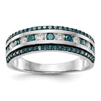 14k White Gold 3/4 carat Blue and White Diamond Complete Channel Band