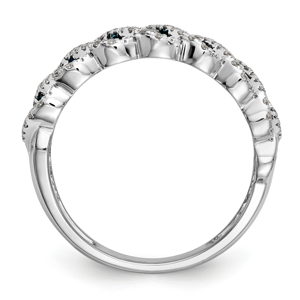 14k White Gold Blue & White Diamond Band