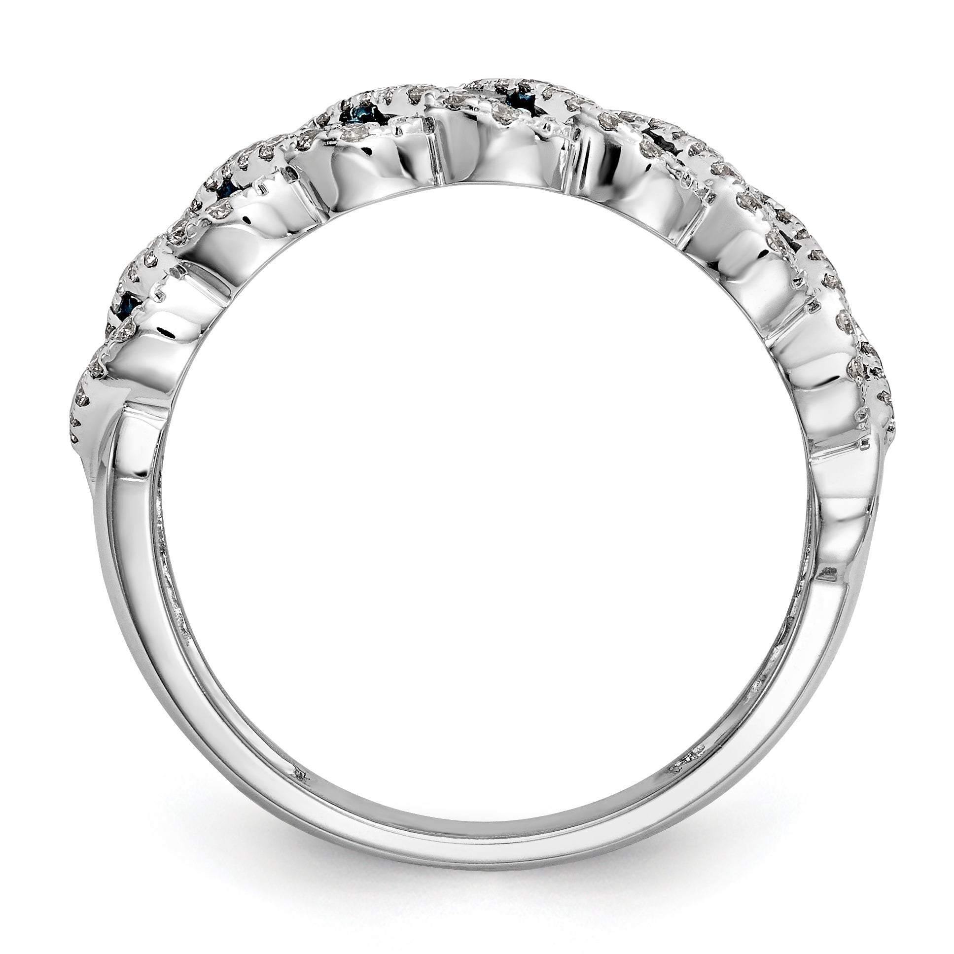 14k White Gold Blue & White Diamond Band