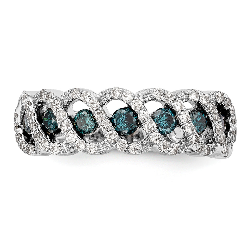 14k White Gold Blue & White Diamond Band