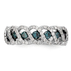 14k White Gold Blue & White Diamond Band