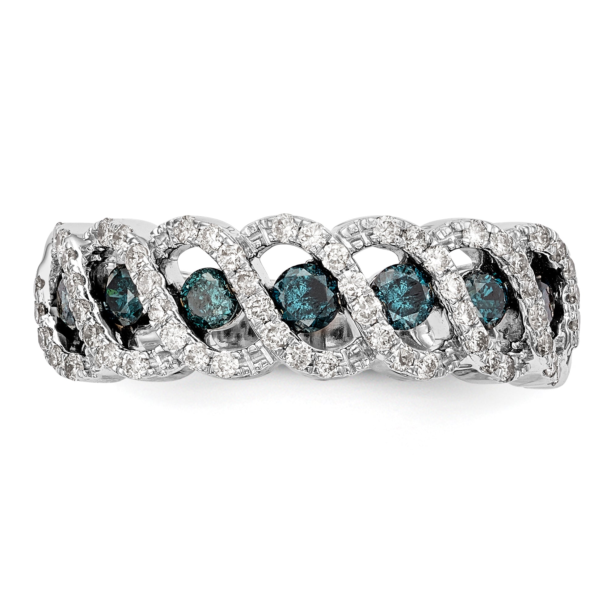 14k White Gold Blue & White Diamond Band