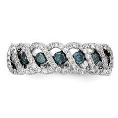 14K White Gold Blue & White Diamond Band - 7