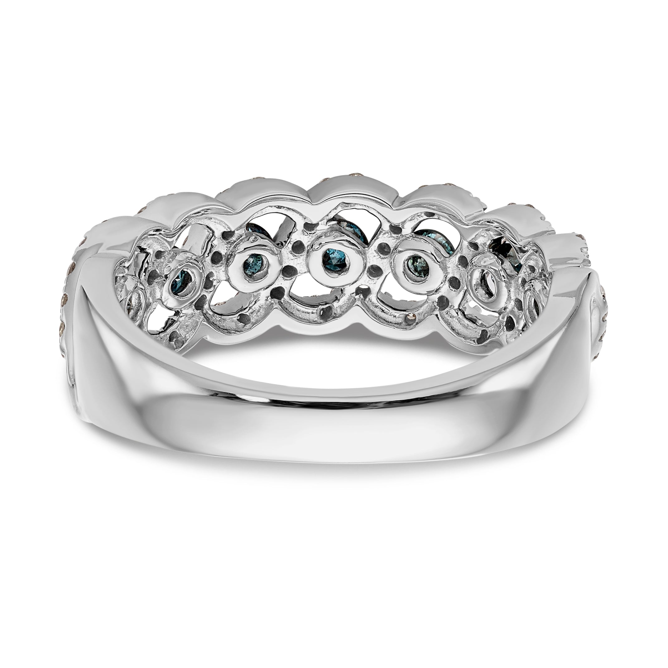 14k White Gold Blue & White Diamond Band